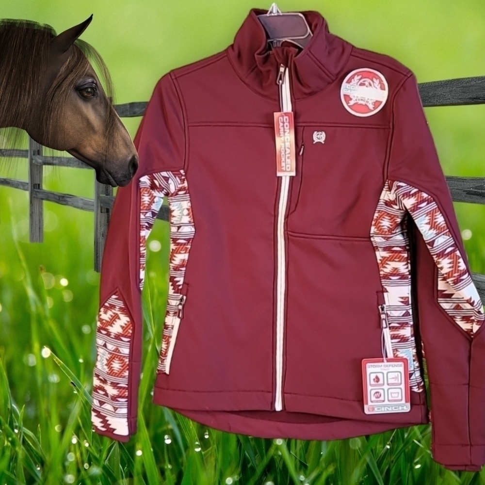 Cinch Women's Bonded Burgundy Jacket concealed carry Size XS New with tags - Picture 4 of 14
